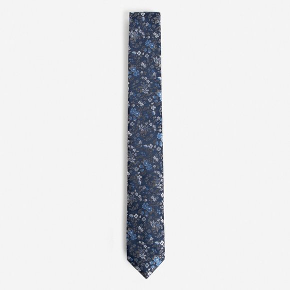 Express Other - NEW! Navy Blue Skinny Woven Floral Tie